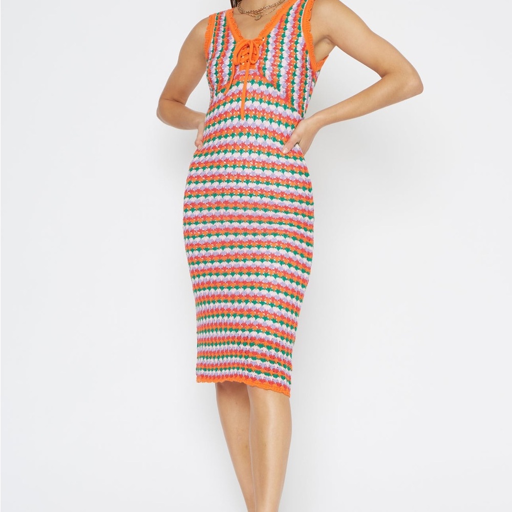 4SI3NNA Dominique Crochet Midi Dress